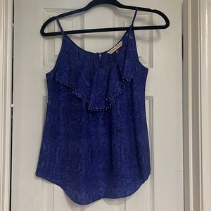 Rebecca Taylor XS Snake Print Silk Tank With Beaded Detail